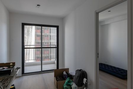 Sala e Cozinha de kitnet/studio para alugar com 1 quarto, 27m² em Indianópolis, São Paulo