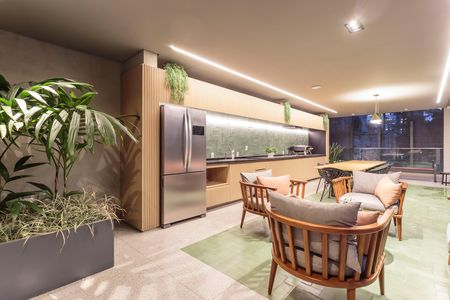 Studio para alugar com 27m², 1 quarto e sem vaga Studio para alugar com 27m², 1 quarto e sem vagaÁrea comum - Salão de festas