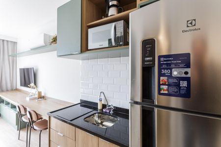 Cozinha de kitnet/studio para alugar com 1 quarto, 25m² em Vila Olímpia, São Paulo