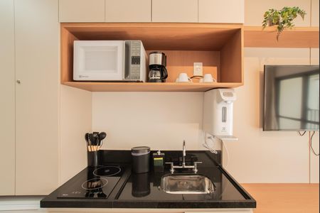 Cozinha de kitnet/studio para alugar com 1 quarto, 27m² em Vila Clementino, São Paulo