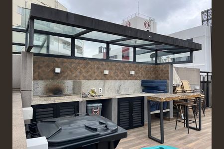 Área comum - Churrasqueira de kitnet/studio para alugar com 0 quarto, 28m² em Mirandópolis, São Paulo