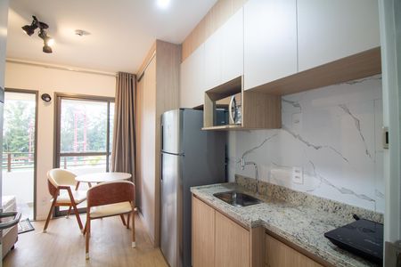 Cozinha de kitnet/studio para alugar com 1 quarto, 22m² em Santo Amaro, São Paulo