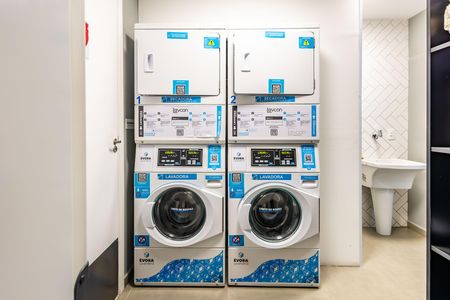 Área comum - Lavanderia de apartamento para alugar com 1 quarto, 27m² em Brooklin, São Paulo