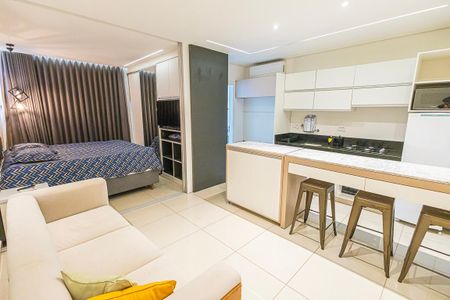 Studio para alugar com 40m², 1 quarto e 1 vaga Studio para alugar com 40m², 1 quarto e 1 vagaFlat: sala/cozinha e quarto