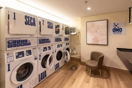 Área comum - Lavanderia de kitnet/studio para alugar com 1 quarto, 32m² em Sacomã, São Paulo