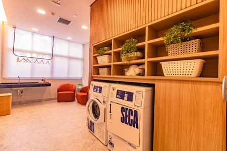 Área comum - Lavanderia de kitnet/studio para alugar com 1 quarto, 30m² em Vila Guarani (zona Sul), São Paulo