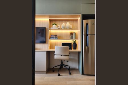 Cozinha de kitnet/studio para alugar com 1 quarto, 28m² em Indianópolis, São Paulo