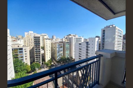 Vista da Sacada de kitnet/studio à venda com 1 quarto, 32m² em Higienópolis, São Paulo