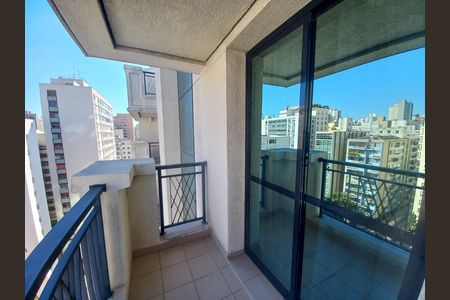 Vista da Sacada de kitnet/studio à venda com 1 quarto, 32m² em Higienópolis, São Paulo