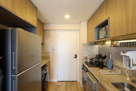 Cozinha - Área de serviço  de apartamento à venda com 1 quarto, 28m² em Brooklin, São Paulo