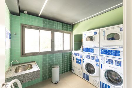 Área comum - Lavanderia de apartamento para alugar com 1 quarto, 35m² em Indianópolis, São Paulo