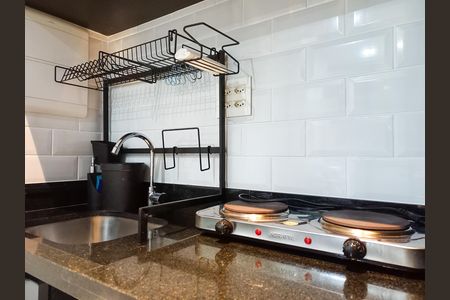 Cozinha de kitnet/studio para alugar com 1 quarto, 11m² em Campos Elíseos, São Paulo
