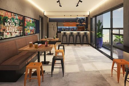 Área comum de apartamento para alugar com 1 quarto, 54m² em Boqueirão, Santos