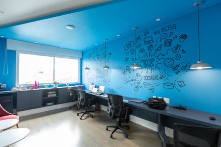 Área Comum - Coworking de kitnet/studio para alugar com 1 quarto, 42m² em Centro, Campinas